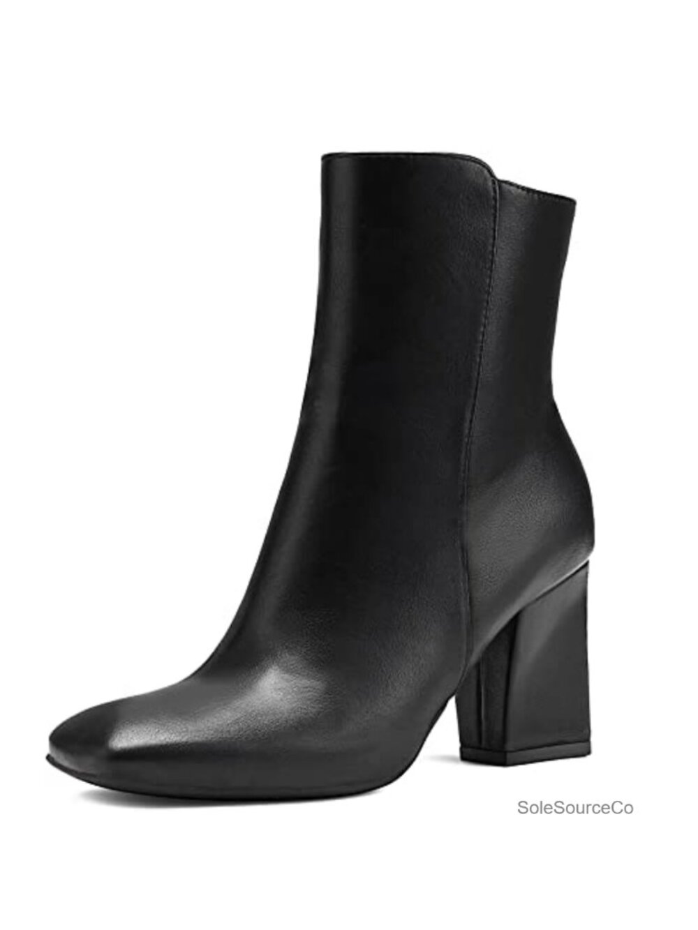 Women's Ankle Boots Square Toe Side Zipper GoGo Chunky Heel Mid Calf Booties